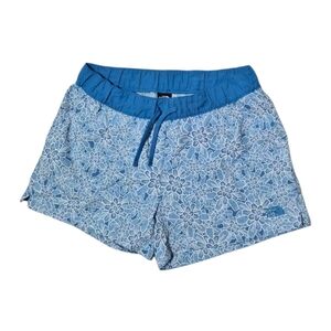 North Face Shorts Blue Floral Hawaiian Quick Dry Zip Pocket sz M